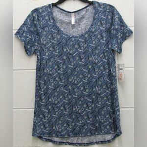 NWT LuLaRoe Classic T Blue Black Yellow Geometric Size XS